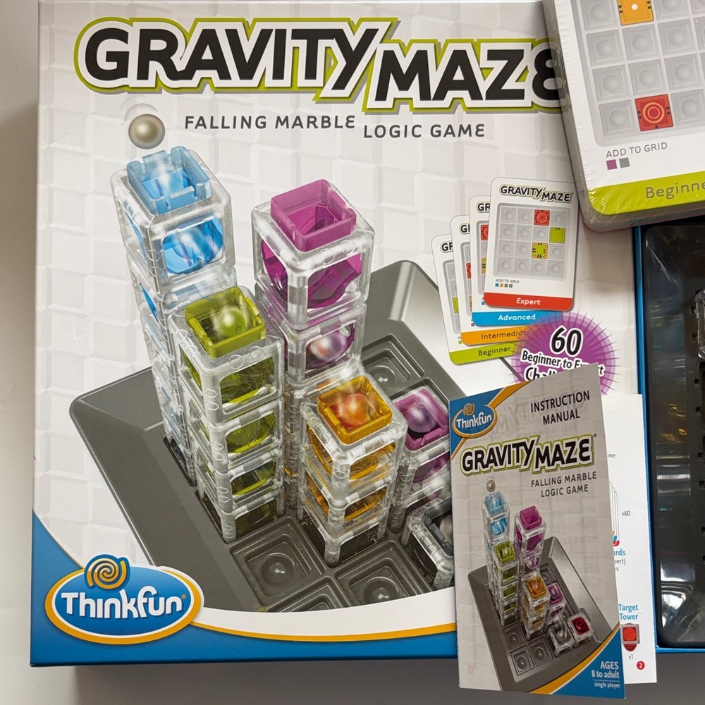 NWT ThinkFun Gravity Maze Falling Marble Logic Game - Multicolor Towers